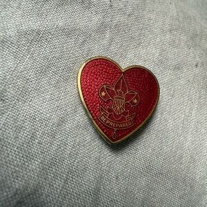 Vintage 1950’s Heart-Shaped Life Rank Mother’s Enamel Scout Pin - Red
